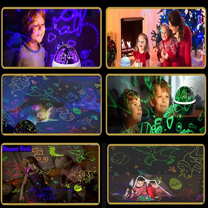 MINGKIDS Kids Night Lights for Bedroom,Project Dinosaurs and Vehicles on Wall or Ceiling,Room Lights for Baby Toddler,2 to 9 Year Old Gifts for Boys Girls