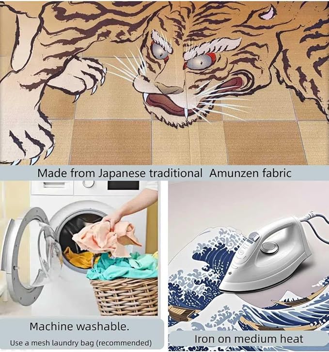 Japanese Tapestry Wall Art Scroll - Feng Shui & Lucky Symbols | W15.7xH47.2", Extra Long Vertical Hanging Decor for Bedroom, Living Room, Office Tiger CTT-10