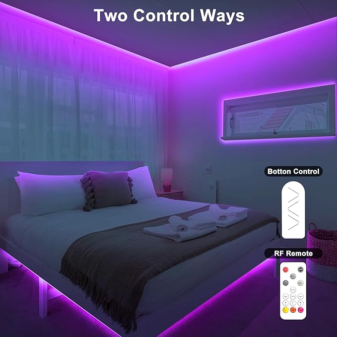 32.8ft Purple COB Led Strip Lights with Remote, Dimmable Bright Dotless Adhesive Indoor Led COB Light Strip for Cabinet, Painting, Room, Bed