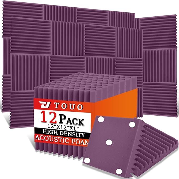 12 Pack Acoustic Panels – Sound Proof Foam Panels for Wall 12"x12"x1", Flame Retardant Wedge Acoustic Foam, High-Density Sound Absorbing Panels for Home Studio(Purple, 1" Thick 12 Pack)