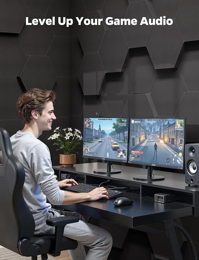 Acoustic Foam Panels, 1.57" & 2.75" Dual-thickness, 12 Pack Sound Absorbing Foam Tiles for Walls, Doors, Ceiling, 12" x 10" 3D Hexagon Decorative Art Panels for Recording Studio, Room, Pared (Black)