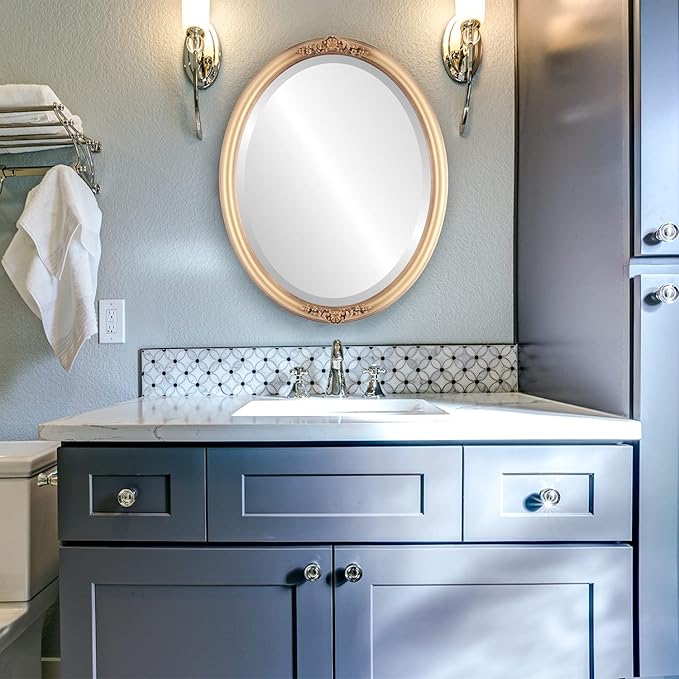 OVALCREST Oval Beveled Wall Mirror for Home Decor - Contessa Style - Desert Gold - 26" x 22"