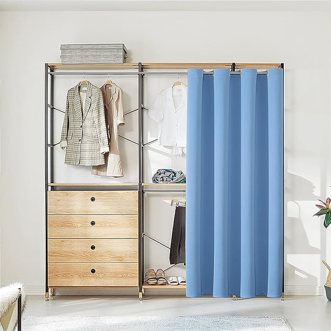 ChrisDowa Blackout Door Curtains for Doorway Privacy, Grommet Closet Curtains for Bedroom Closet Door, Thermal Insulated Temporary Doorway Cover Room Divider Drapes (1 Panel, Sky Blue, 52 x 80 Inch)