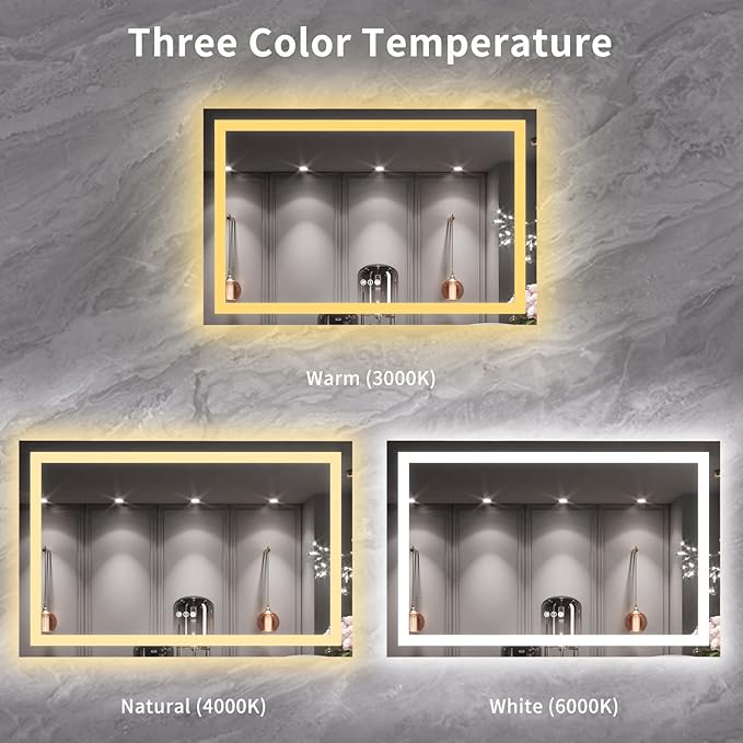 LOAAO 55"X40" LED Mirror for Bathroom, Lighted Bathroom Mirror with Lights, Anti-Fog, Dimmable, Memory Function, Easy to Install, Clear Reflectionn