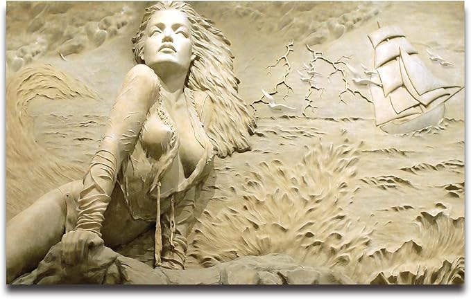 3D Wall Mural Wallpaper for Bedroom & Living Room - Artistic Sculpture Design, 103" x 69" (Not Self-Adhesive)