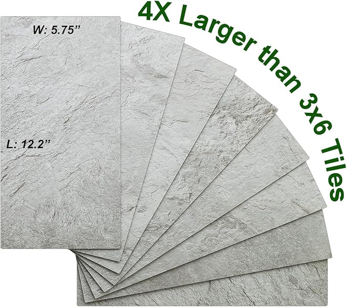 AULIGET 2-Piece Light Slate Peel and Stick Backsplash Wall Tiles, 6" x 12" PVC Faux Stone Stick on Tiles for Backsplash Kitchen, Bathroom, Laundry Room, Camper, Fireplace