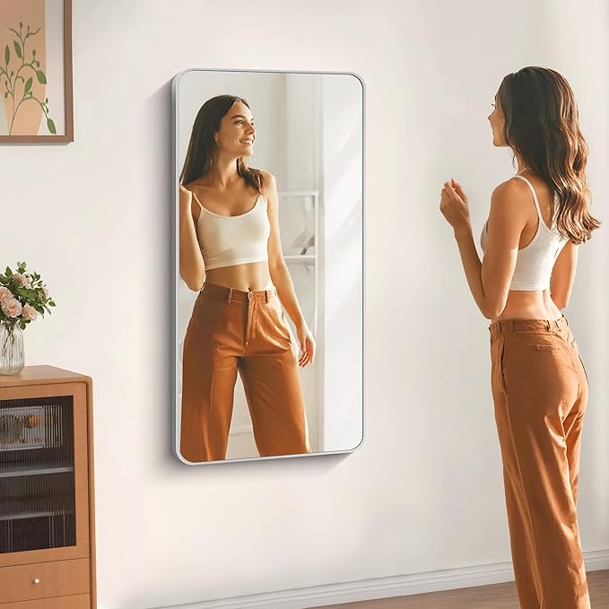 24" x 48"Bathroom Mirror, Sliver Wall Mirror with Metal Frame, Decorative Rectangular Vanity Mirror for Bedroom Bathroom Living Room Entryway (Horizontal/Vertical)