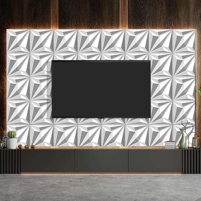 33-Piece 3D Embossed PVC Wall Panel Set – 12x12 Inch Textured Wall Decor – Quick Install, Water-Resistant – Modern Accent Panels for Living Room, Game Room, Bedroom – 33 Sq.Ft. Total Coverage