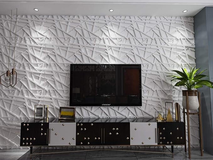 Art3d 19.7" x 19.7" (Pack Of 12) Wall Panel Stripes , White