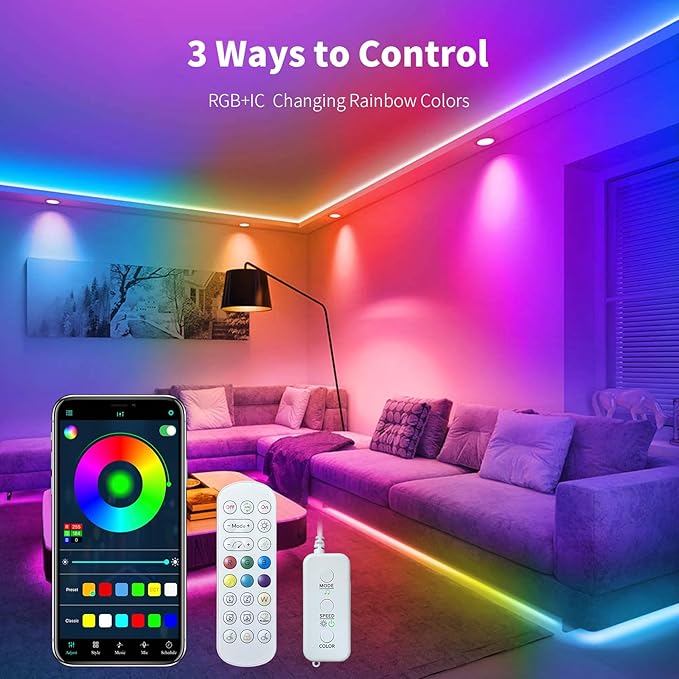 Neon Rope Lights 20FT RGB IC, Neon Light Strip LED Strip Lights for Bedroom with Remote&App IP65 Waterproof Music Sync, Color Changing Rainbow LED Rope Lights for Wall Decor Indoor Outside