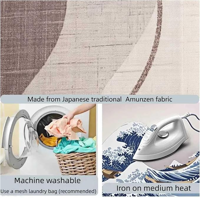 Japanese Tapestry Wall Art Good Fortune Feng Shui Lucky Symbols W15.7xH47.2", Extra Long Vertical Hanging Decor for Bedroom, Livingroom, Office Washable Fabric Zen Design (Vertical wave) CTT-12