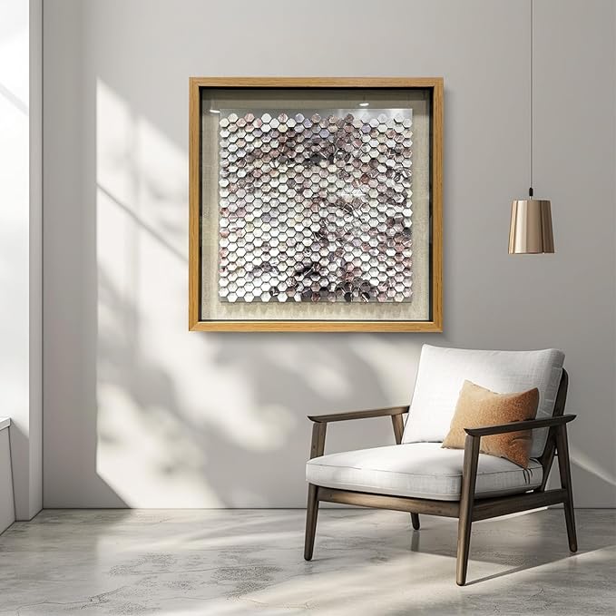 LIUZEYUE - Art Gallery - Handmade Original Wall Artworks - Solid Wood Frame, Metal Wall Decoration Painting 43.3"x43.3"