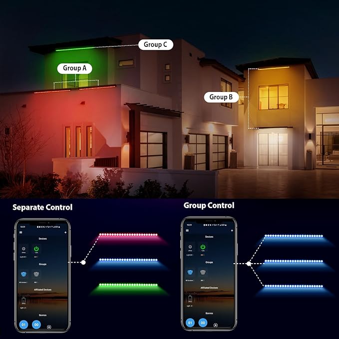 Smart LED Wall Washer Light, 168W (24x7W) RGBCW Color Changing Linear Light Bar with Group and Individual Control, Timing, AC120V Waterproof Outdoor Lighting for Buildings, Hotels, Restaurants