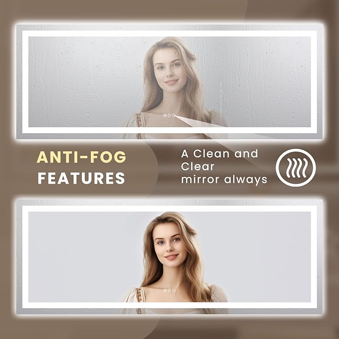 LOAAO 84X32 LED Bathroom Mirror with Lights, Anti-Fog, Dimmable, Backlit + Front Lit, Lighted Bathroom Vanity Mirror for Wall, Memory Function, Tempered Glass, ETL Listed