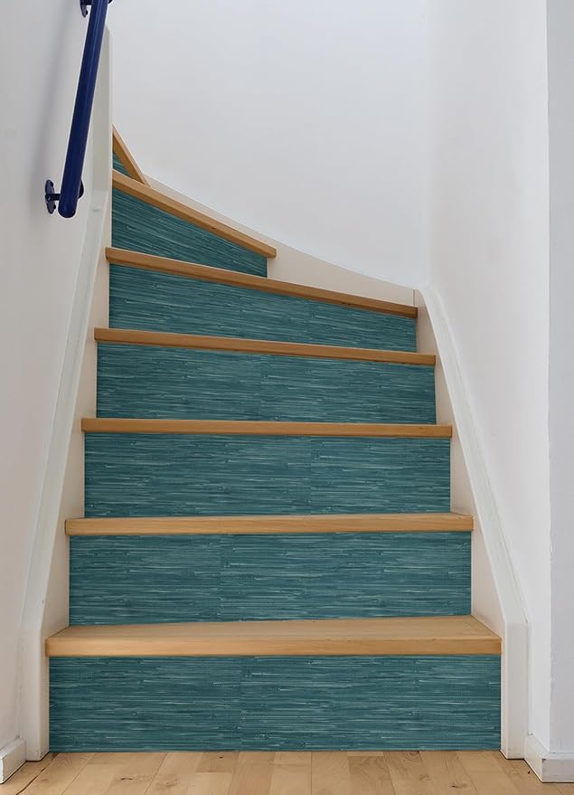 NuWallpaper Steel Blue Grassweave Peel & Stick Wallpaper, NU2874