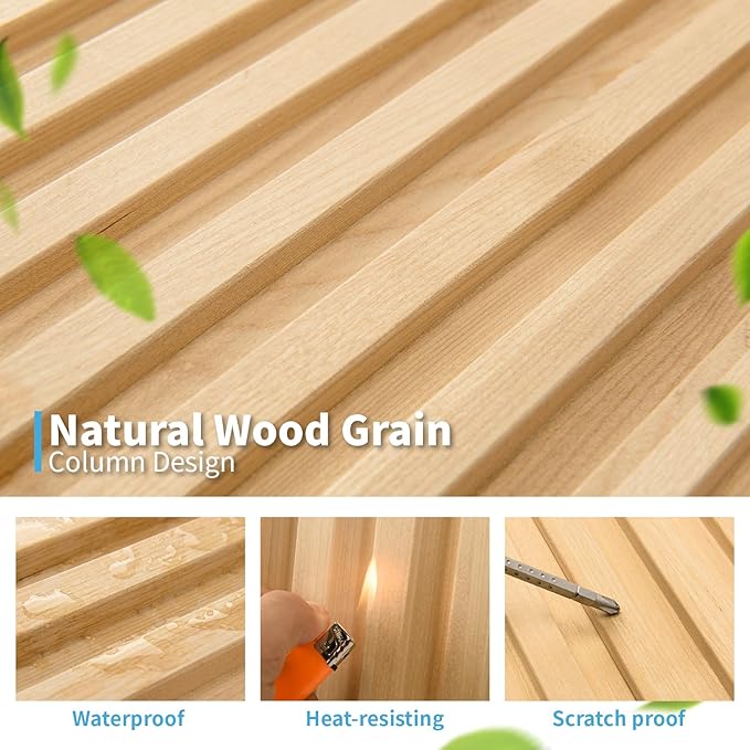 Art3d 4 Pc 96"x5.7" Wood Slat Wall Panel for Interior, Ceiling and Decoration, 15.2 SqFt