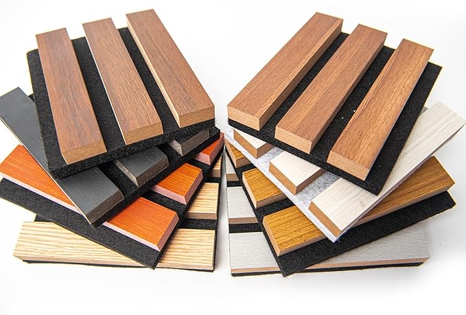 Art3d Wood Slat Acoustic Panels for Stylish Decor and Noise Reduction, 3D Textured Panel for Ceiling and Wall, Samples Pack