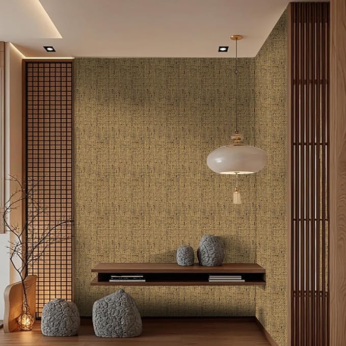 15.75"x787.4" Brown Grasscloth Wallpaper Peel and Stick Removable Textured Wall Paper Self Adhesive Contact Paper Faux Linen Cabinets Drawers Bookshelves Thickened Waterproof Shelf Vinyl Roll