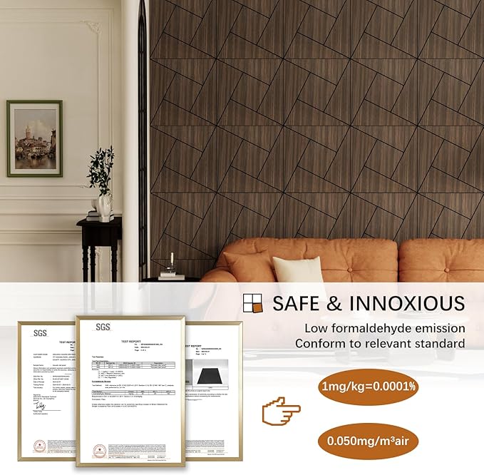 4 Packs Acoustic Wall Panels - Self-Adhesive 3D Wood Slat Wall Panel- Peel and Stick Sound Absorbing Panels for Noise Reducing - Feature Wall Decor for Home & Office