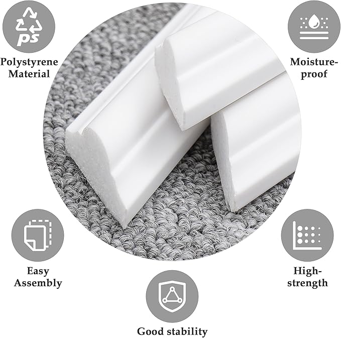 3 Sets Peel and Stick Molding Trim for Walls, Pre-Cut Wainscoting Panels 54x24 Inch Peel and Stick Wall Molding Kit, Self Adhesive Molding Trim for Walls,White Wall Moulding Trim Kit