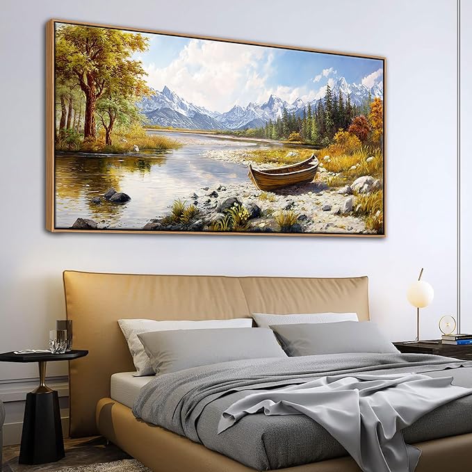 Mofutinpo Fall Mountain Landscape Wall Art - Nature Forest Canvas Art for Living Room, Bedroom & Dining Room - Framed Paintings for Wall Decor - Large Scenic Artwork for Home 24x48IN