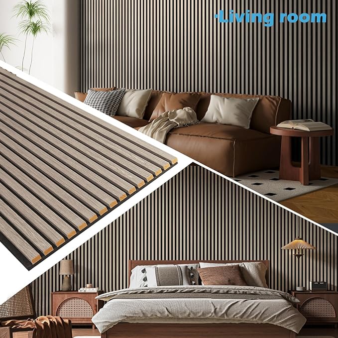 Art3d 2-Pack 94.5" x 24" Acoustic Wood Panels for Wall, 31 sq.ft Soundproof Wood Slat Panels, 3D Fluted Sound Absorbing Paneling for Interior Wall Decor, Living Room, Bedroom - Oak