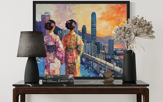 Hong Kong Art Print Poster, Asia Oriental Countries Culture Wall Art Asian Paintings for Bedroom Bathroom Living Room Decor 97 (Hong Kong, 8 x 10 inches, Black Frame)