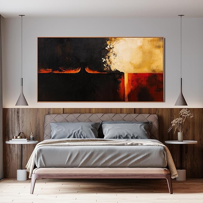 Canvas Wall Art Decor Large Abstract Wall Art Prints Wall Pictures For Living Room Black Red Vintage Wall Art Decorations Abstract Canvas Art Wall Decor Bedroom Office Aesthetics Wall Art Decor 29" x 58"