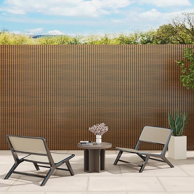 mondaria Wood Slat Wall Panel for Wall Décor, 3D Wood Plastic Composite Decorative Paneling for Outdoor Accent Wall Decor - 96 x 6.3 Inch (10 PCS, Brown)