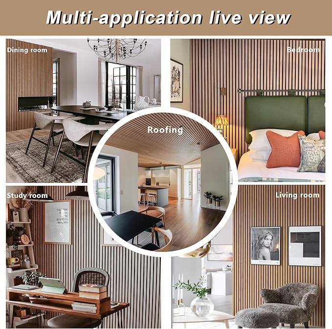 2 Piece Wood Slat Acoustic Panels for Stylish Decor and Noise Reduction, 3D Textured Panel for Ceiling and Wall - Black Oak (94.5 L x 12.6 W in)