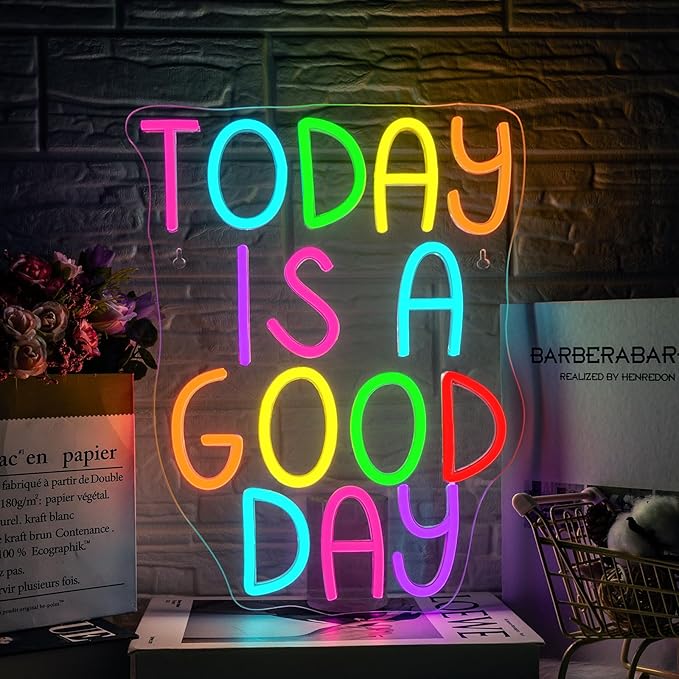 Looklight Today is a Good Day Neon Signs for Wall Decor LED Light Sign Decoration for Bar Cafe Shop Restaurant Hotel Bedroom Celebrate Party Best Gift for Family Lovers