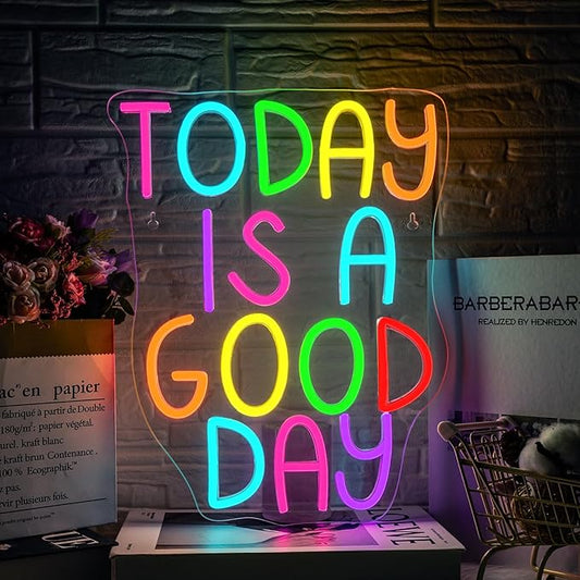 Looklight Today is a Good Day Neon Signs for Wall Decor LED Light Sign Decoration for Bar Cafe Shop Restaurant Hotel Bedroom Celebrate Party Best Gift for Family Lovers