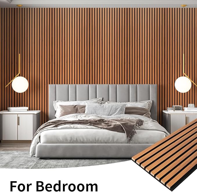 Art3dwallpanels Wood Slat Wall Panel, 108'' x 13'' Wood Panels for Wall 2 Pack 3D Soundproof Wall Panels, Large Acoustic Panels for Interior Ceiling and Wall Decor Noise Reduction,Red Oak