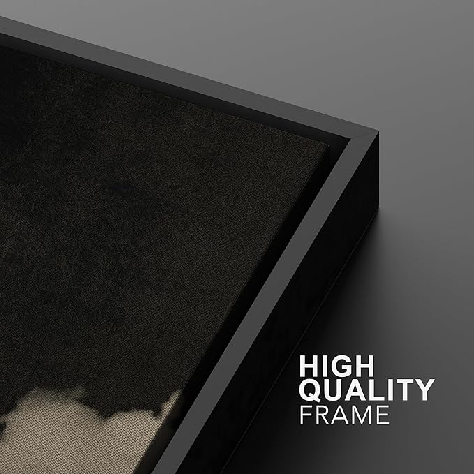 MUDECOR Framed Canvas Print Wall Art Dramatic Cloudscape Black and Beige Sky Illustrations Realism Decorative for Living Room, Bedroom, Office - 16"x24"x3 Black