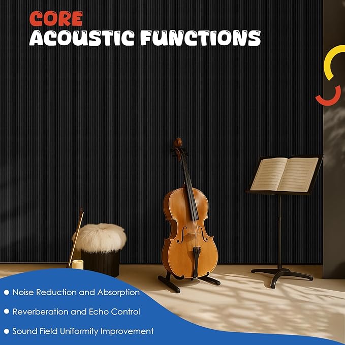 5 Pack Acoustic Panels,47.2x23.6x0.4 inch Acoustic Wall Panels,Large Soundproof Panels,Self-Adhesive Sound Proof panels for Walls,Acoustic Treatment for Recording Studio&Office,Black