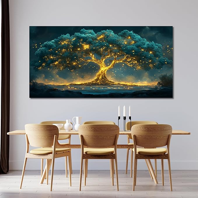 Canvas Wall Art Decor Artwork for Walls Green Gold Wall Art Decor Tree of Life Wall Art for Living Room Tree Wall Decor Art Wall Art Paintings Prints Art Work for Room Home Office Wall Decor 20" X 40"