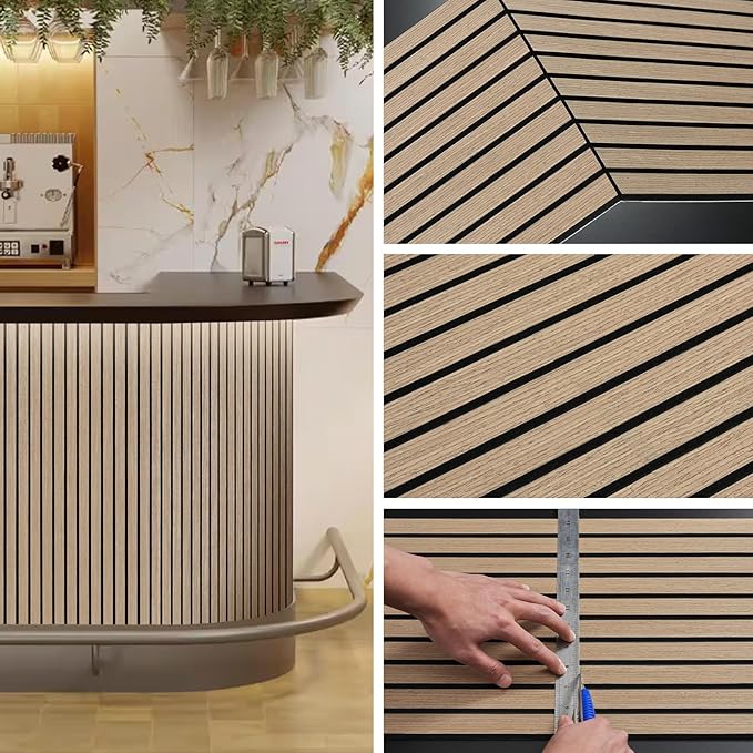 Acoustic Wood Wall Panels, 2 PCS Slat Wall Panels - Walnut Veneer Soundproof Panels for Home & Office, 94.5" Extra-Long Easy Peel & Stick Panels for Walls (11.8"W x 94.5"L)