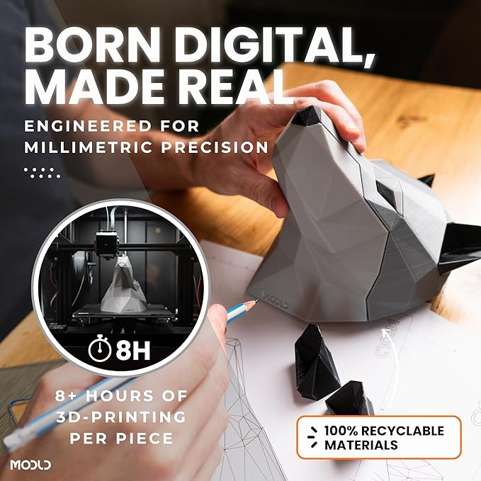 MODLD ‘The Howler’ – 3D Printed Geometric Wolf Head Wall Sculpture | Modern Faux Taxidermy Animal Living Room Decor, Bedroom Decor, Office | Unique Gift Idea | Wall Art for Living Room