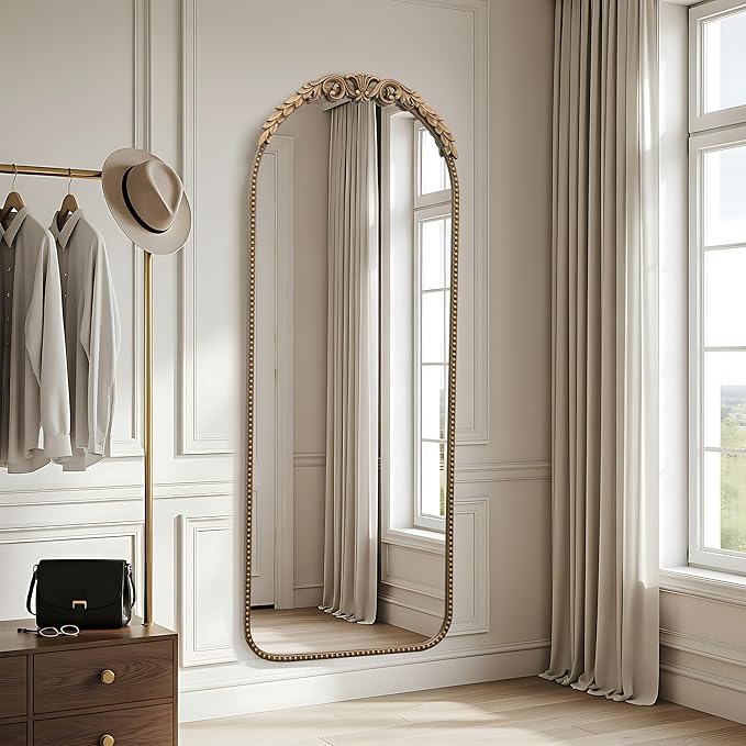 Large Gold Floor Mirror: 56"x 21" Vintage Full Length Mirror - Traditional Ornate Baroque Antique Body Mirrors for Bedroom/Cloakroom/Entryway/Hallway/Wall - Home Decor for Living Room