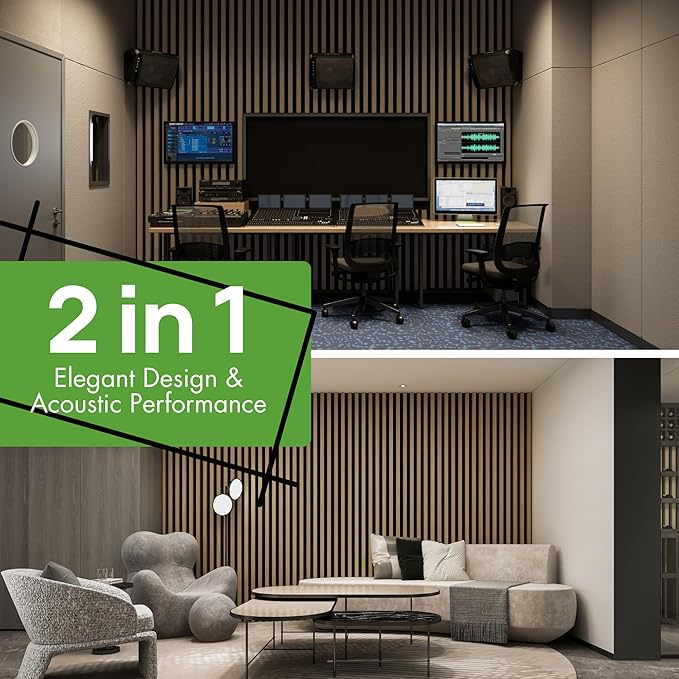 Art3d 4-Pack 12" x 93" Soundproof Wood Slat Panels, 31 sq.ft Acoustic Wall Panels, 3D Wall Panels with Wood Slat Design, Decorative Wood Wall Panel for Accent Walls-Oak