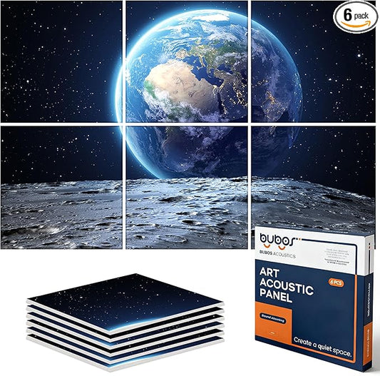 BUBOS 6 Pack Art Acoustic Panels Soundproof Wall Panel,70.8X47.2 Inches Large Sound Absorbing Panel,Self-Adhesive Decorative Acoustical Wall Panels, Acoustic Treatment for Home Office（Earth）
