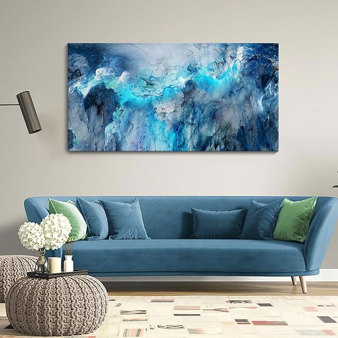 Mofutinpo Blue Canvas Wall Art Modern Abstract Wall Decor for Living Room Contemporary Pictures for Bedroom Wall Decor Artwork for Walls Dinning Room Decoration Wall Navy Blue Office Decor20×40IN