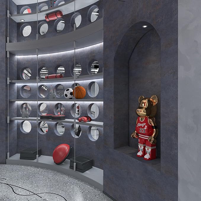 32"×354" Extra Wide Thick Blue Grey Black Concrete Wallpaper Peel and Stick 3D Vinyl Textured Faux Concrete Contact Paper Gray Waterproof Cement Wall Sticker for Bedroom Bathroom Living Room