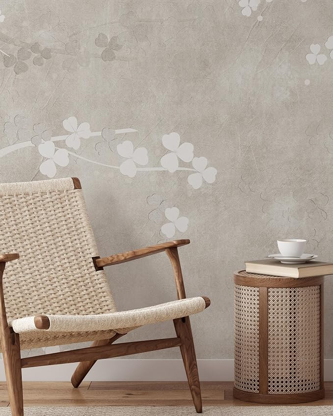 Blooming Sakura Mural | Removable Self Adhesive Pastel Leaves Wallpaper | Girl Nursery Room Peel and Stick Wall Decor (1 roll 24" W x 96" H)