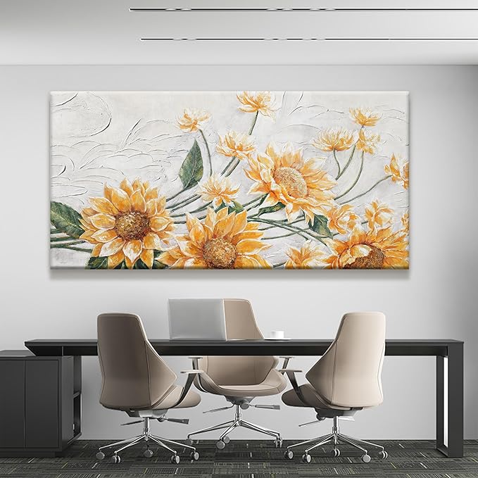 Canvas Wall Art Living Room Home Wall Decor Modern Canvas Art Wall Decor 29x58 Inches Large Wall Art Elegant Sunflower Picture For Bedroom Dining Room Office Artwork