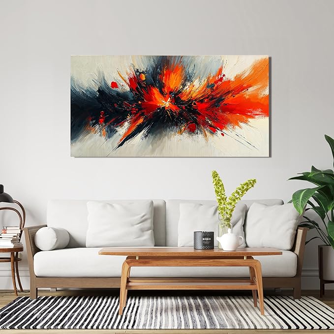Canvas Wall Art Decor Abstract Black and White Wall Art Decorations Art Work for Wall Decor Wall Art Pictures for Living Room Modern Red Wall Art Prints Artwork for Walls Home Office Decor 20" X 40"
