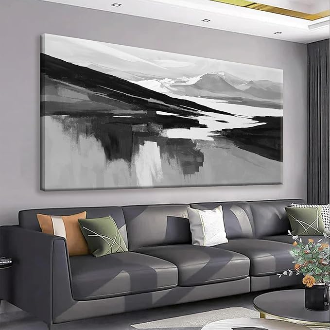 Abstract Canvas Art Wall Decor Black White Wall Art Painting Abstract Black Wall Art Prints Minimalist Decor Artwork For Bedroom Kitchen Office Bathroom Artwork 20"×40"