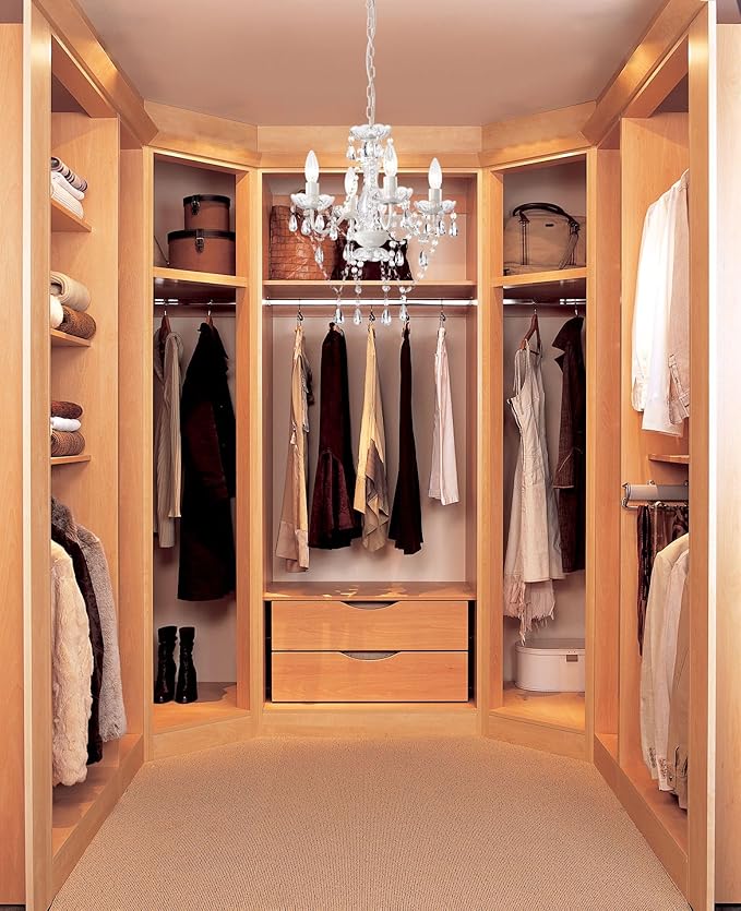 LaLuLa White Chandelier Mini Crystal Chandelier Lighting Hardwired Small Acrylic Chandelier 4 Light Modern Pendant Light Fixtures for Bedroom