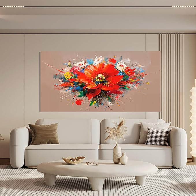 Canvas Wall Art Decor Modern Large Wall Art for Living Room Canvas Art Wall Decorations Colorful Botanical Wall Art Prints Flowers Artwork for Walls Bederoom Office Home Decor Aesthetic 24" X 48"