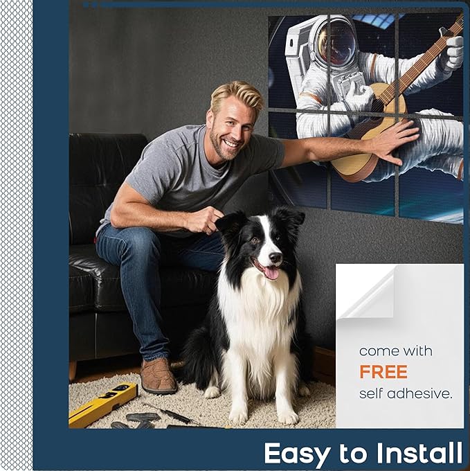 BUBOS 8 Pack Art Acoustic Panels Soundproof Wall Panel,47.2X31.4 Inches Sound Absorbing Panel,Self-Adhesive Decorative Acoustical Wall Panels, Acoustic Treatment for Ceiling Home Office（Space Guitar）